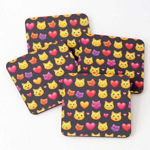 Item preview, Cute Cat Emoji Pattern – Kawaii Kitty Hearts Design for T-Shirts & Accessories designed and sold by IMuDesigner.