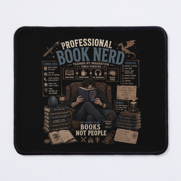 Item preview, Professional Book Nerd | Fantasy Reader Vintage Graphic (for him) designed and sold by bisha.