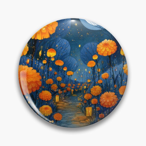 Item preview, Moonlit Marigold Path | Día de los Muertos Night Garden designed and sold by MythicMood.