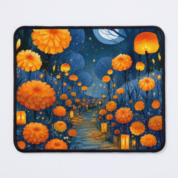 Item preview, Moonlit Marigold Path | Día de los Muertos Night Garden designed and sold by MythicMood.