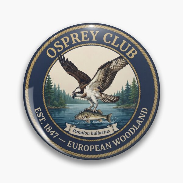 Item preview, Osprey Club Vintage Badge European Wildlife Art designed and sold by CalmCapy Co.