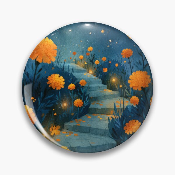 Item preview, Marigold Stairway Under the Stars | Day of the Dead designed and sold by MythicMood.