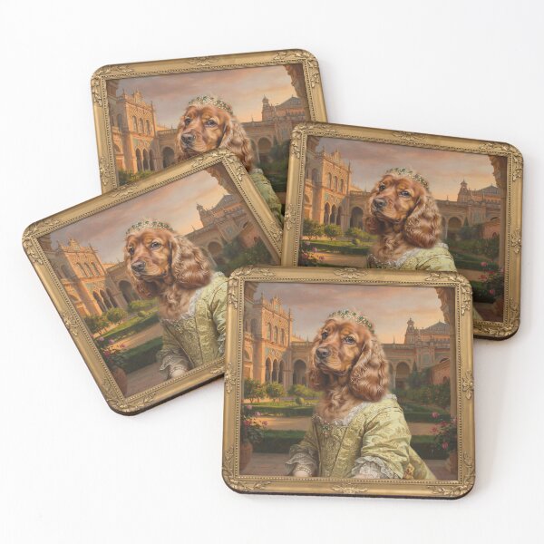 Item preview, A formal baroque-style royal portrait illustration of a charming brown Cocker Spaniel designed and sold by 123ks.