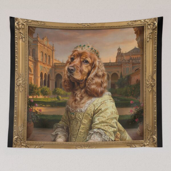 Item preview, A formal baroque-style royal portrait illustration of a charming brown Cocker Spaniel designed and sold by 123ks.
