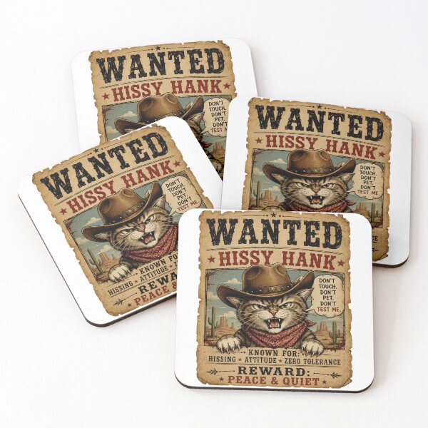Item preview, Wanted Hissy Hank Funny Cowboy Cat T-Shirt – Vintage Western Angry Cat Poster Design designed and sold by Artimax-Studio.