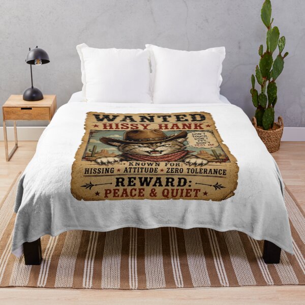 Item preview, Wanted Hissy Hank Funny Cowboy Cat T-Shirt – Vintage Western Angry Cat Poster Design designed and sold by Artimax-Studio.