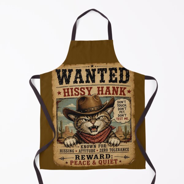 Item preview, Wanted Hissy Hank Funny Cowboy Cat T-Shirt – Vintage Western Angry Cat Poster Design designed and sold by Artimax-Studio.