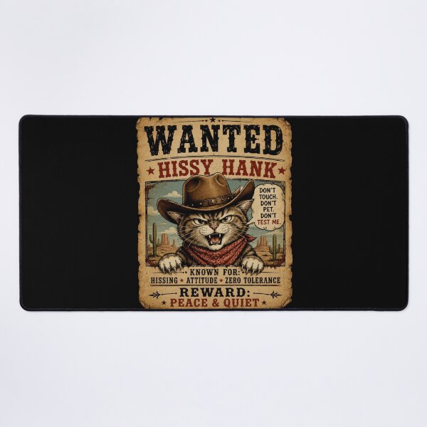 Item preview, Wanted Hissy Hank Funny Cowboy Cat T-Shirt – Vintage Western Angry Cat Poster Design designed and sold by Artimax-Studio.
