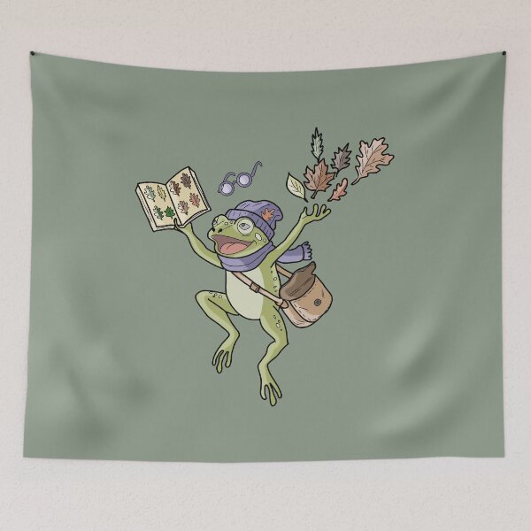 Item preview, Frog Autumn book lover cottagecore illustration  designed and sold by LeshanArt.