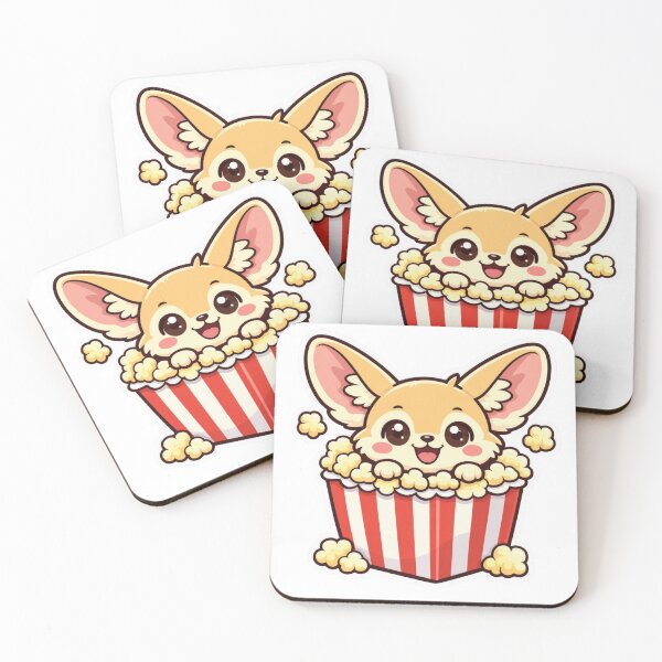 Item preview, Cute Fennec Fox Popcorn - Kawaii Movie Snack Sticker designed and sold by AuraArtistica.