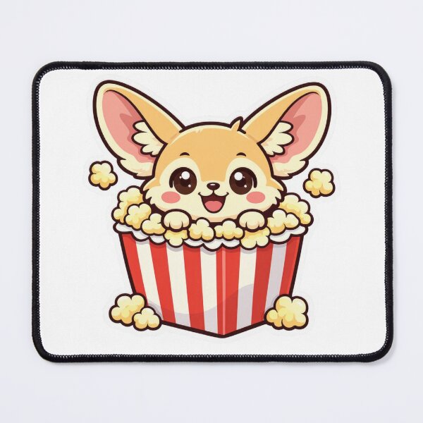 Item preview, Cute Fennec Fox Popcorn - Kawaii Movie Snack Sticker designed and sold by AuraArtistica.