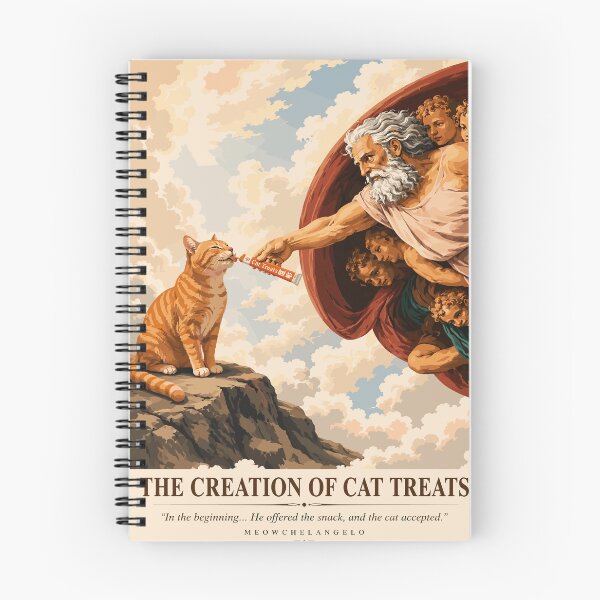 Item preview, The Creation of Cat Treats - Meowchelangelo Funny Orange Cat Parody Art designed and sold by arfindo-indra.