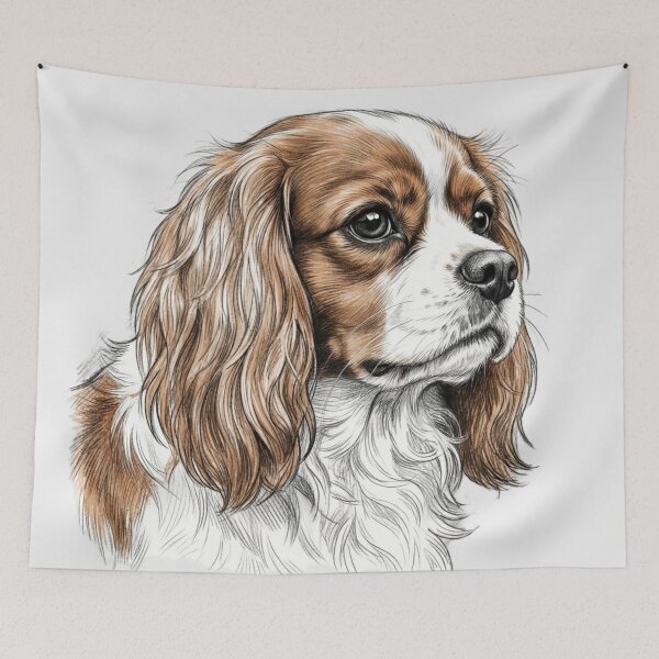 Item preview, pencil sketch of a Cavalier King Charles Spaniel  designed and sold by 123ks.