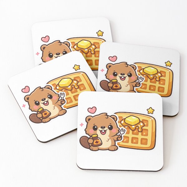 Item preview, Cute Beaver Waffle - Kawaii Sweet Breakfast Sticker designed and sold by AuraArtistica.