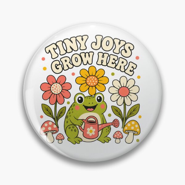Item preview, Tiny Joys Grow Here Retro Gardening Frog designed and sold by Lobory.