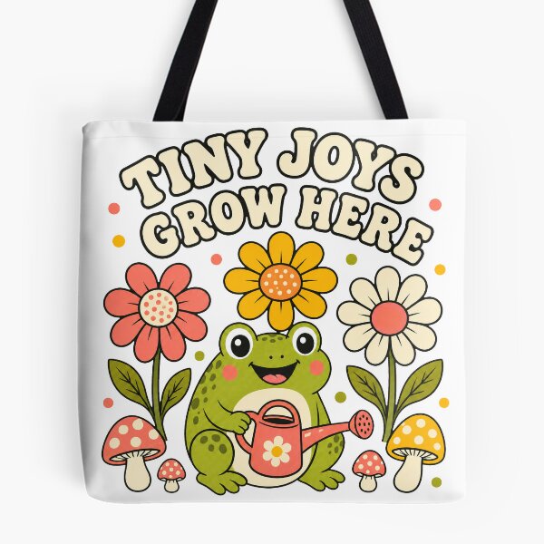 Item preview, Tiny Joys Grow Here Retro Gardening Frog designed and sold by Lobory.