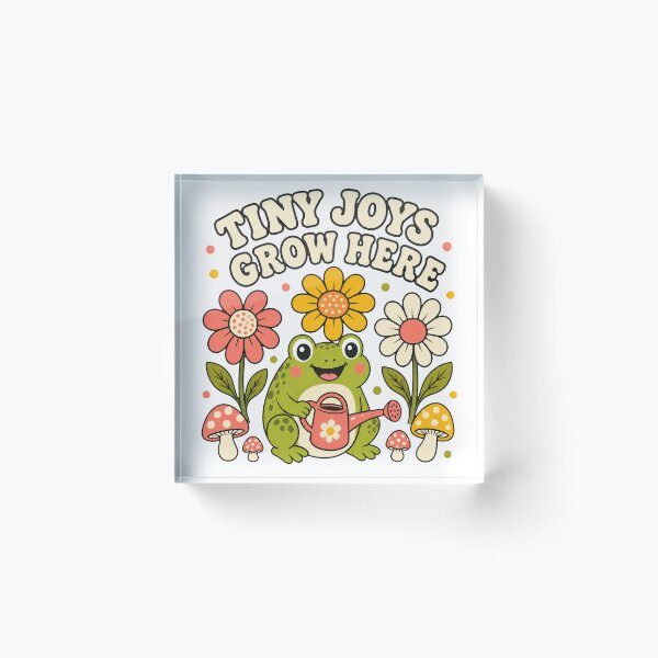 Item preview, Tiny Joys Grow Here Retro Gardening Frog designed and sold by Lobory.