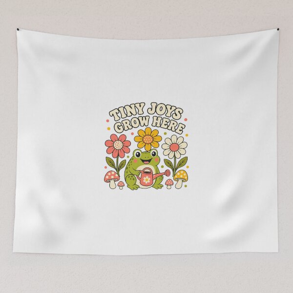 Item preview, Tiny Joys Grow Here Retro Gardening Frog designed and sold by Lobory.