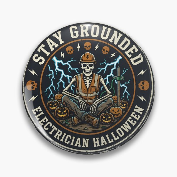 Item preview, Stay Grounded Halloween Electrician Vintage Badge designed and sold by Lulustarfox.