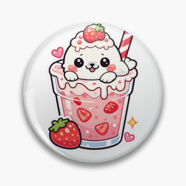 Item preview, Cute Seal Milkshake - Kawaii Strawberry Sweet Drink Sticker designed and sold by AuraArtistica.