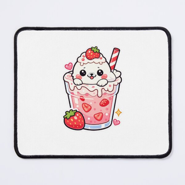 Item preview, Cute Seal Milkshake - Kawaii Strawberry Sweet Drink Sticker designed and sold by AuraArtistica.