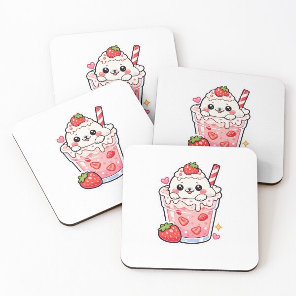 Item preview, Cute Seal Milkshake - Kawaii Strawberry Sweet Drink Sticker designed and sold by AuraArtistica.
