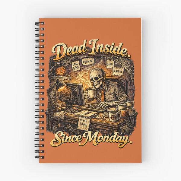 Item preview, Dead Inside Since Monday | Skeleton Office Worker | Halloween Retro T-Shirt Design designed and sold by DecoVibe.