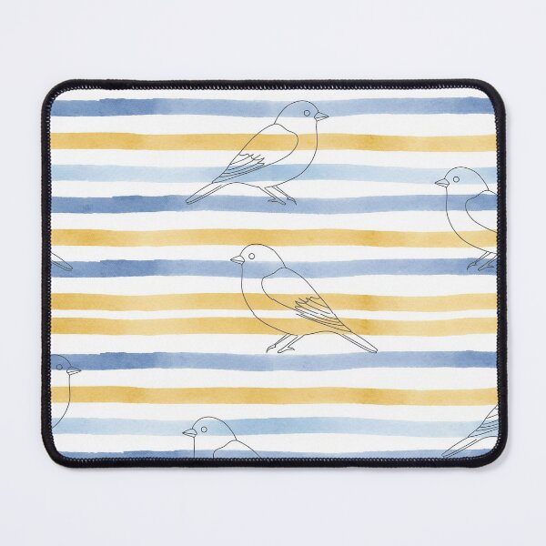 Item preview, Minimalist Birds Line Art on Yellow and Blue Stripes designed and sold by wissal.studio.