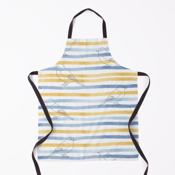 Item preview, Minimalist Birds Line Art on Yellow and Blue Stripes designed and sold by wissal.studio.