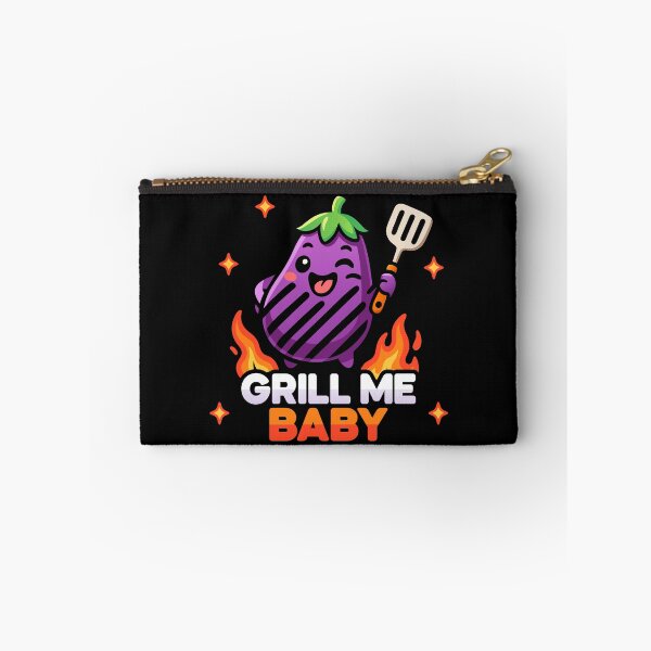 Item preview, Kawaii Chibi Cute Eggplant – Grill Me Baby BBQ Pun designed and sold by Karma Design.