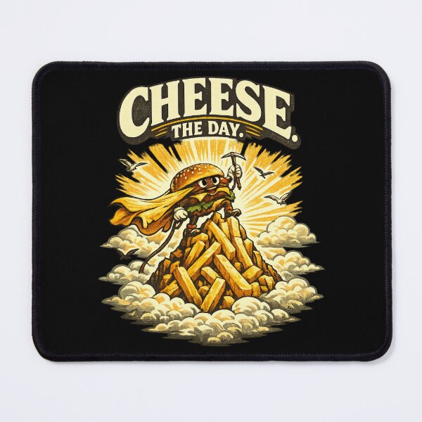 Item preview, Cheese The Day Funny Burger Mountain Vintage Graphic T-Shirt & Sticker designed and sold by irfanshikh.