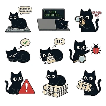 Artwork thumbnail, Programmer Cat Sticker Pack – 10 Debugging Coding Developer Cat Stickers Funny by StickersMaker4U
