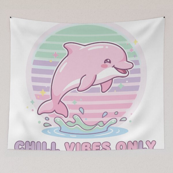 Item preview, Cute Kawaii Synthwave Boto Pink Dolphin Chill Vibes designed and sold by Arc2020.