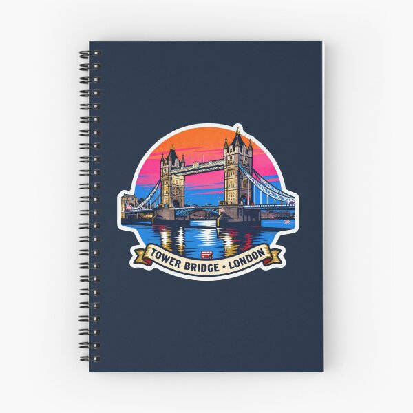 Item preview, Tower Bridge London Sunset Sticker – Retro Travel Illustration designed and sold by The Digital Compass.