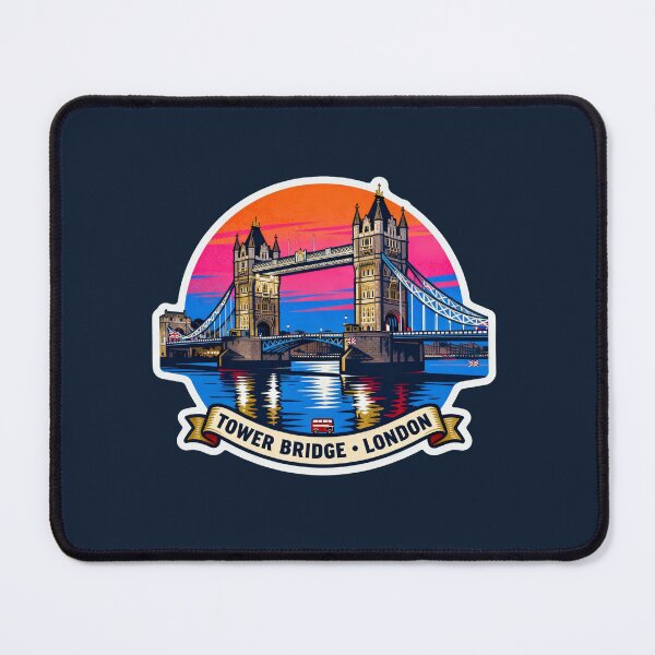 Item preview, Tower Bridge London Sunset Sticker – Retro Travel Illustration designed and sold by The Digital Compass.