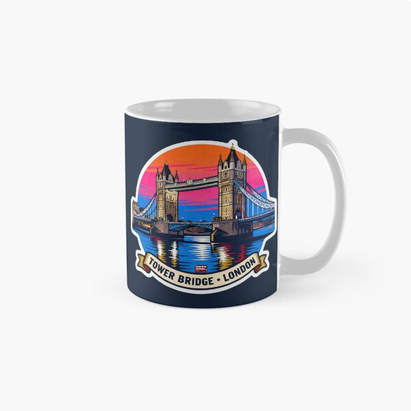 Item preview, Tower Bridge London Sunset Sticker – Retro Travel Illustration designed and sold by The Digital Compass.