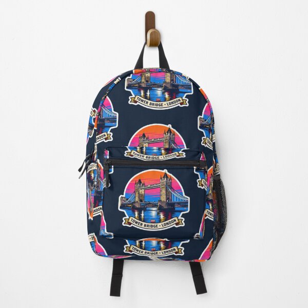 Item preview, Tower Bridge London Sunset Sticker – Retro Travel Illustration designed and sold by The Digital Compass.