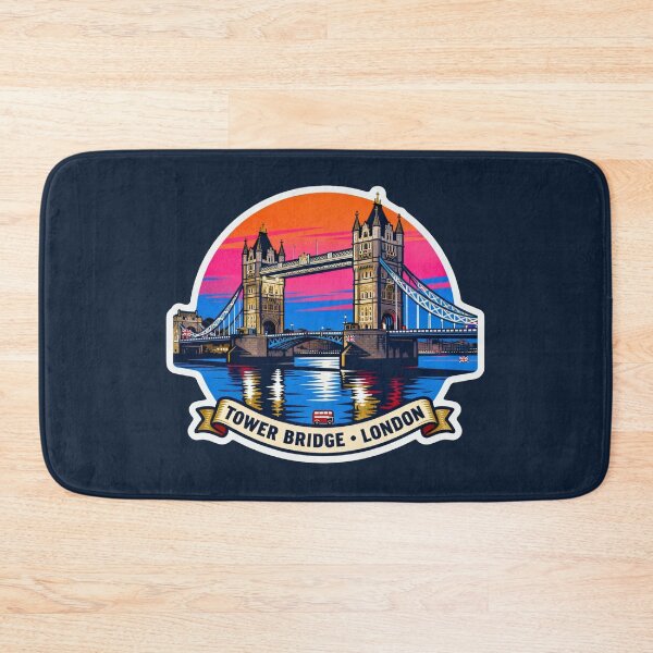Item preview, Tower Bridge London Sunset Sticker – Retro Travel Illustration designed and sold by The Digital Compass.