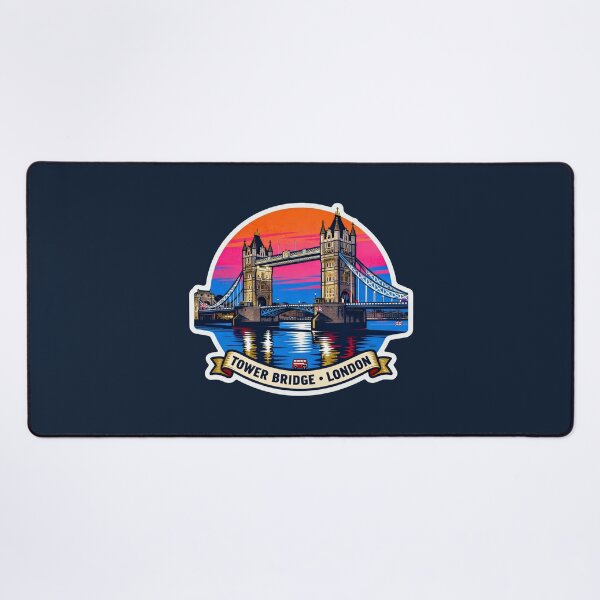 Item preview, Tower Bridge London Sunset Sticker – Retro Travel Illustration designed and sold by The Digital Compass.