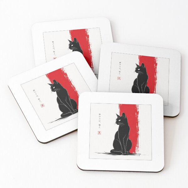 Item preview, Black anime cat with a red brushstroke designed and sold by DJ-Escapism.