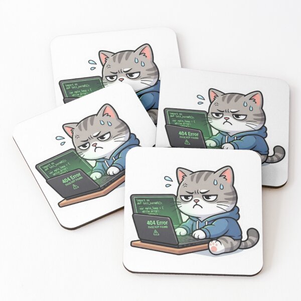 Item preview, Funny Coder Cat 404 Error Programmer T-Shirt, Cute Developer Hoodie & Laptop Sticker designed and sold by chanshoping.