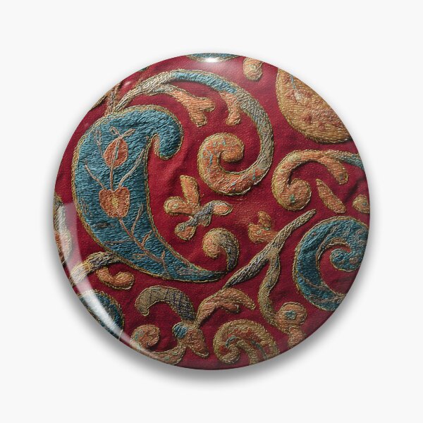 Item preview, Luxury Oriental Paisley Embroidery Pattern Antique Silk Textile designed and sold by GrinGalore.