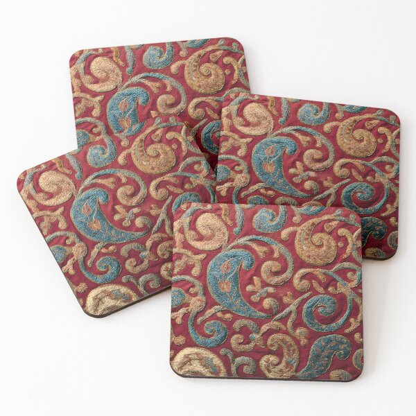 Item preview, Luxury Oriental Paisley Embroidery Pattern Antique Silk Textile designed and sold by GrinGalore.