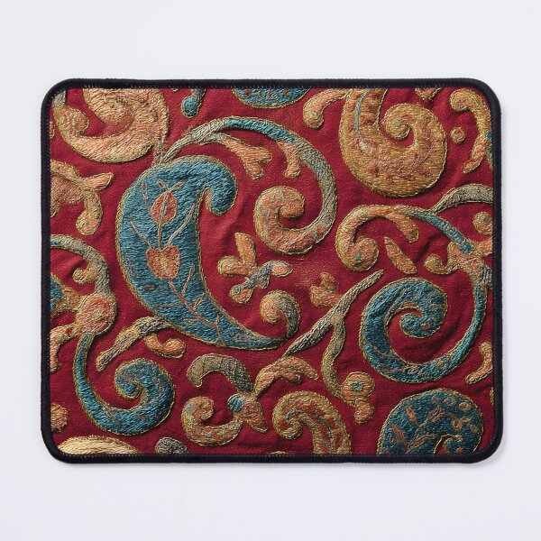 Item preview, Luxury Oriental Paisley Embroidery Pattern Antique Silk Textile designed and sold by GrinGalore.