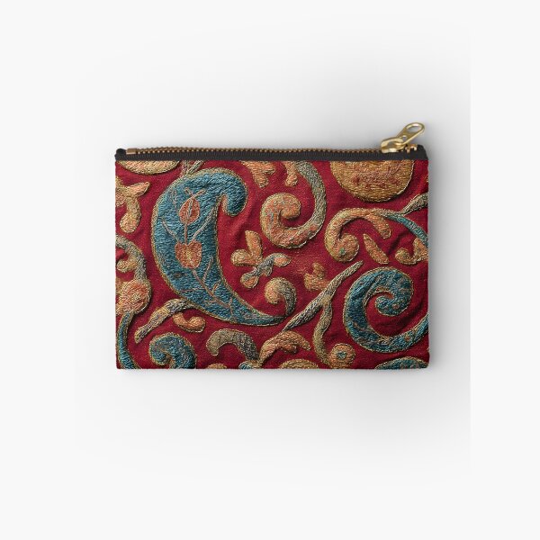 Item preview, Luxury Oriental Paisley Embroidery Pattern Antique Silk Textile designed and sold by GrinGalore.