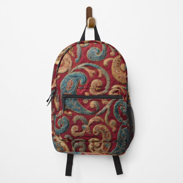 Item preview, Luxury Oriental Paisley Embroidery Pattern Antique Silk Textile designed and sold by GrinGalore.