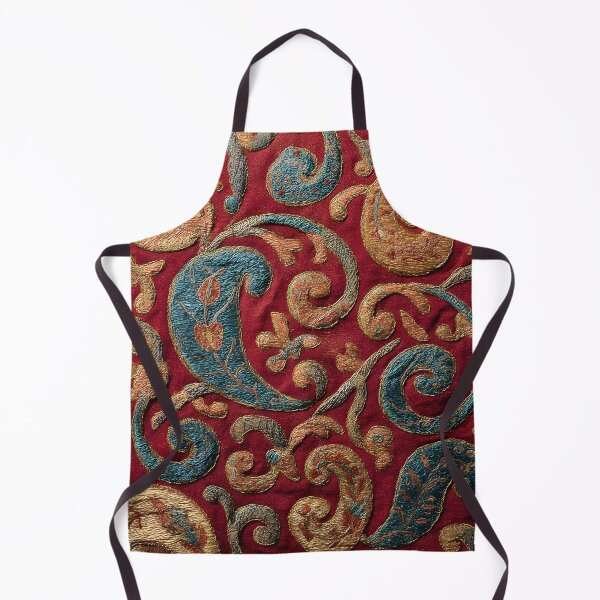 Item preview, Luxury Oriental Paisley Embroidery Pattern Antique Silk Textile designed and sold by GrinGalore.