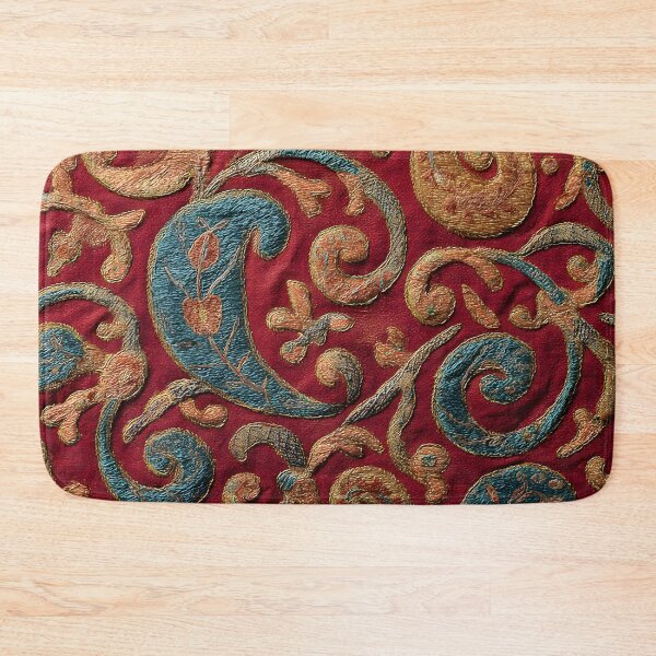 Item preview, Luxury Oriental Paisley Embroidery Pattern Antique Silk Textile designed and sold by GrinGalore.