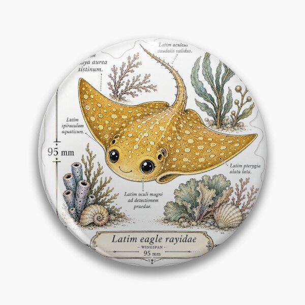 Item preview, Cute Vintage Eagle Ray Sticker - Scientific Ocean Plate designed and sold by PND7777.
