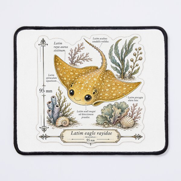 Item preview, Cute Vintage Eagle Ray Sticker - Scientific Ocean Plate designed and sold by PND7777.